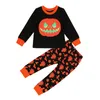 Vêtements garçons Halloween Pumpkin Imprimer Top longues Pantalons Pyjamas enfants garçons vêtements en coton Outfit Pyjama Set vêtements de nuit Halloween LJJK1862