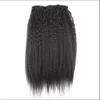 Grosso Yaki Kinky Em Linha Reta Grampo Em Extensões Do Cabelo Humano 10 pcs 120g Cabeça Cheia Clip Ins 100% Extensão Do Cabelo Humano