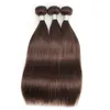 Paquets d'armure de cheveux brun chocolat avec fermeture 4 extensions de cheveux humains droites malaisiennes Remy 3 ou 4 paquets avec dentelle 2x6 Clos4201243