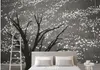 Modern minimalist elle boyanmış ağaç gökyüzüne duvar kağıdı özel 3d fotoğraf tv arka plan duvar kağıtları