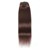 Cheveux vierges brésiliens raides 4 # couleur 120g 100% cheveux humains péruviens soyeux droites Extensions de cheveux à clipser 120 g/ensemble 4 # couleur en gros