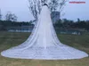 Top New Sale Amazing Luxury In Stock Real Pictures White Ivory Wedding Veils Cathedral Length Cut Edge Bridal Veil One Layer Alloy Comb