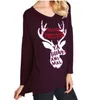 Vrouwen Kerstbrief Tops Plus Size Lange Mouwen T-shirts Xmas Shirts V-hals Casual Pullover Deer Elk T-shirt Tees Blouses Blusas AYP6472