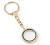 Fashion Pendant Key Chain Chinestone Verre ronde Verte-liket flottants Keychains Key Ring Fit Floating Charms Cortes Accessoires1390157