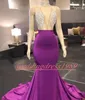 Real Picture Beads Crystal Mermaid African Prom Dresses Sexy Deep V-Neck Sheer Evening Robe De Soire Plus Size Party African Formal Gowns
