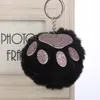 10cm 7 färger björn paw päls boll nyckelkedja söt grädde svart pompom päls keychain kvinnor bil väska nyckel ring gåva