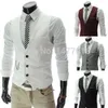 Klänningvästar för män Slim Fit Mens kostym Vest Male Waistcoat Gilet Homme Casual Ärmlös Formell Business Jacket Mäns Ytterkläder HotSale