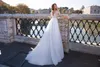 Новая мода A-Line Свадебные платья Широкие шеи с длинными рукавами Кружевные аппликации Без спинки разведка Поезд Свадебное платье Свадебные платья Vestidos de Noiva