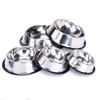 Rostfritt stål Hundkattskålar Splash-Proof Pet Food Water Mater för hundvalp Katter Husdjur Tillbehör Foderdiskar YQ00981