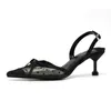 2020 Slingback Kant Dames Pumps Elegante Puntige Teen Dunne Hielen Kantoor Dame Schoenen Hoge Hakken Vrouwelijke Sandalen Zomer Schoenen1