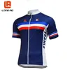 LONG AO Francia equipo de ciclismo azul para hombre de manga corta camiseta de ciclismo conjuntos cortos ropa de carreras de verano ropa de equipo profesional