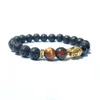 Crystal Strands Sten Beaded Armband Kvinnor, 7 Chakra Naturlig Tiger Eye Pärlor Volcanic Lava Elastisk Bangle Buddha Smycken Charm Aromaterapi Essential Olja