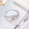 Bracelet Big Leaf serti pavé de luxe T carré CZ plaqué or blanc bracelet de fiançailles pour femmes accessoires de mariage cadeau