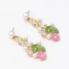 Pendientes colgantes de gota en forma de flor de 4 colores con pendientes de tuerca de diamantes de imitación de perlas de imitación para niñas y mujeres regalos