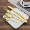 Stainless steel Gold Flatware Sets Spoon Fork Knife Tea Spoon Dinnerware Set Kitchen Bar Utensil Kitchen supplies