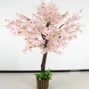 Bruiloft kunstbloem kersenbloesem tak 110 cm bruiloft decoratie nep bloem sakura 4 vork met groene bladeren thuis markt decor