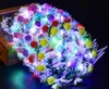 Led フラワーリース光るガーランドゴールドシルクカラフルな花嫁ヘッドバンド LED ライトリボン籐妖精の頭飾りフェスティバルウェディングパーティーギフト