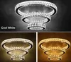 NEW Modern LED stainless steel K9 crystal Chandeliers 3 rings 2 rings For Living Room Dining Room Bedroom Retail MYY