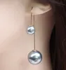 novo hot europeu e americano novo double-sided pearl long earrings gancho em forma de u brincos de pérola moda clássico requintado elegância