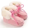 Chaussures pour tout-petits Mocassins pour bébés Premiers marcheurs Infantile Hiver Bottes à semelle souple Enfants Chaussures de fourrure Chaussures à lacets en plein air Prewalk Chaussures nouveau-né B7330