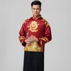 Orientalisches Element männlicher Tang-Anzug chinesische Hochzeitsrobe Bräutigam chinesisches traditionelles Hochzeitskostüm der Bräutigam Kleid Jacke Robe229z