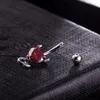 Zircon Devil Heart Crystal Belly Button Rings Peach Heart Navel Ring Surgical Steel Navel Barbells Stud for Body Piercing Jewelry