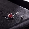 Zirkoon duivel hart kristal buik knop ringen perzik hart navel ring chirurgische stalen navel barbells stud voor body piercing sieraden