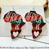 Partihandel Map Outline Wood Colorful Printed Geometric Dangle Earrings Vintage Wood African Hip Hop smycken DIY Tillbehör