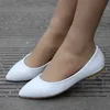 Nouvelles femmes Chaussures plates en cuir talons plate-forme Chaussures Femmes Blanc Toe cuir Fille Pointu Chaussures Flats