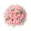 Roze Rose Bruids Cascading Boeket Bruiloft Boeketten Bruid Meisje Bloemen Zomer Stijl Home Party Decoratie nep tafel bloem