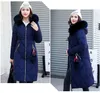 Grande fourrure manteau d'hiver épaissi parka femmes couture mince long manteau d'hiver en coton dames vers le bas parka doudoune femmes