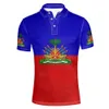 Haiti Youth DIY darmowy numer niestandardowy Numer nazwy HTI Polo Shirt Flag Flaga HT French Haitian College Print Photo Ubrania