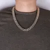 18k Gold Hiphop Iced Out Full Cz Mens Cuban Square Link Chain Necklace 14mm Curb Necklace Full Diamond Miami Choker Jewelry Gifts 1566443