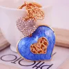 Fashion- Pendant Key Chains Glitter Enamel Alloy Rhinestone Charms Decor Fashion Keychain Gold Tone Plated Oil Drop Metal Car Keyring