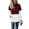 Femmes automne hiver tweece sweat-shirt surdimensionné V-col en V glissière pull à manches longues Tops patchwork sweats à capuche