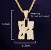 Hip Hop pièces personnalisées lettres creuses pendentif collier combinaison lettres nom pendentif 24 pouces corde chaîne colliers zircone bijoux