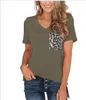 여름 2020 여성 플러스 사이즈 티셔츠, 레오파드 프린트 포켓 짧은 소매 캐주얼 티셔츠, 여성 단일 스타일 티셔츠