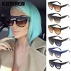 KJDSREN marque 2020 lunettes de soleil femmes dégradé lentille noir léopard plat dessus surdimensionné ombre bouclier dames lunettes de soleil ombre Oculos281z