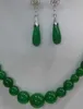 Halsband GRATIS FRAKT Ganska äkta natur grönt jade halsband örhänge set Naturliga smycken