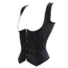 Donne Jacquard Halterneck Sottoseno Corsetto Gilet Spirale Acciaio Disossato Body Shaper Vita Cincher Corsetto Dimagrante Plus Size S-6XL Nero Bianco