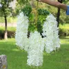 12 цветов искусственные плотные глицинии Шелковый цветок праздничная свадьба букет гирлянда украшения дома виноград ротанг плющ цветы орнамент DHL