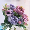 結婚式の家の装飾的な造花のためのプラスチックフルーツを持つヨーロッパの偽の牡丹デイジーの束（7つの茎/ピース）シミュレーションPeonia
