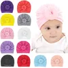 Baby Hats Girls Solid Colored Donut Hat BeBe Turban Knotted Cap Cotton Cute Hats Newborn Infant Toddler Beanie Kids Accessories 15 Colors