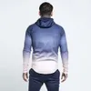 Casual Running Jacket Men Zipped Gradient Fitness Coat Hooded Jogging Hiking Sweatshirts Gym Sport Jacket Basketball Hoodies Clothing