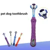 Tre lati Pet Dog Spazzolino cucciolo Multi-angolo Spazzolino di pulizia orale per cani Dental Health governare assicura il trasporto libero