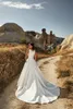 2020 New Eddy K Wedding Dresses Satin V Neck Ruffles A Line Wedding Dress Big Bow Backless Bridal Gowns