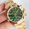 Mens Chronograph Green Dial Watch Automatic Cal.4130 Gold Gold 904L Steel Cosmograph Men Sport Eta Watches