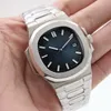 공장 남성 자동 이동 40mm 시계 라이트 블루 다이얼 한정 Nautilus Classic 5711 시계 투명 백 손목 시계