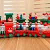 クリスマスの木製の電車の子供たちクリスマスインテリジェンス木鉄鉄道玩具キャリッジ木製テーブルデスクトップの装飾品メリークリスマスおもちゃ
