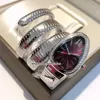 7 Style BVF Orologi 35mm Orologio da donna al quarzo svizzero 102682 SP35C9SDS.2T Lunetta con diamanti Quadrante rosso Bracciale con spago in acciaio inossidabile Orologi da polso da donna